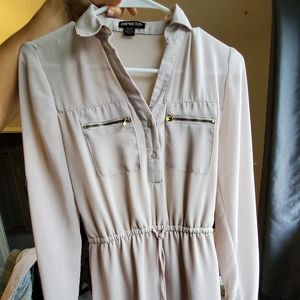 Biege long-sleeve dress